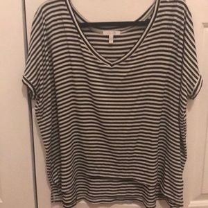 Black and white striped v neck